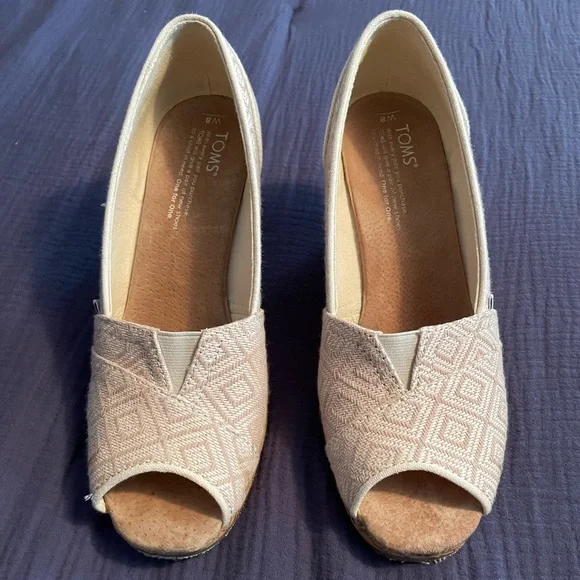 Tom's Calypso Canvas Wedge Espadrille size 8 - Picture 2 of 6